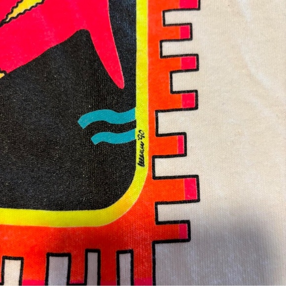 VTG 90s Naples Florida Tourist T-Shirt L Neon Fish Art Single Stitch USA FOTL - Picture 4 of 7